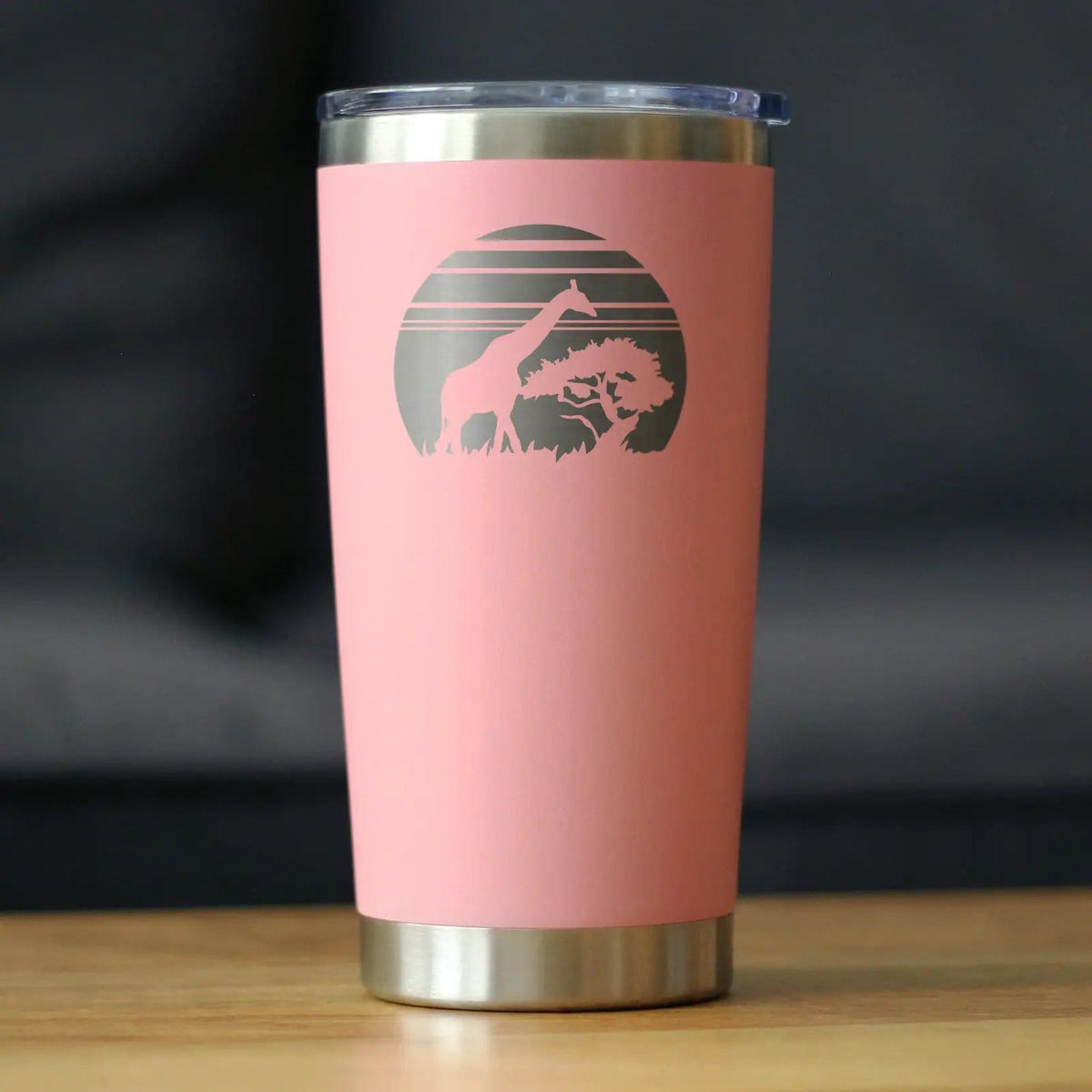 Insulated Coffee Tumbler | 20 oz Stainless Steel | Sliding Lid | Giraffe Sunset