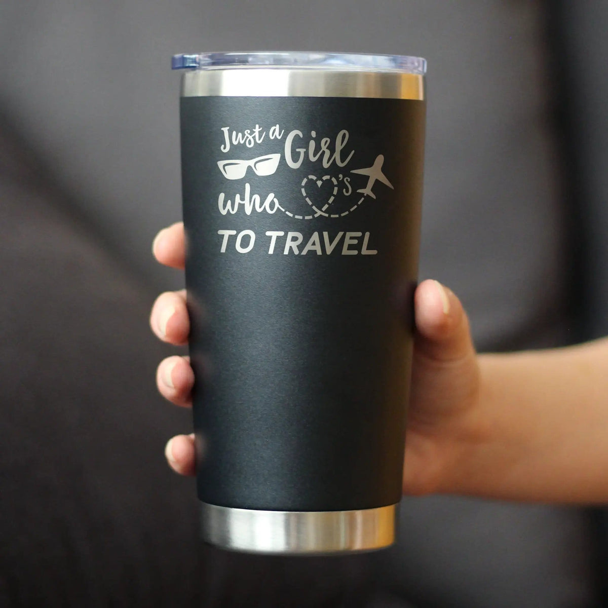 Insulated Coffee Tumbler | 20 oz Stainless Steel | Sliding Lid | Girl Who Loves Travel