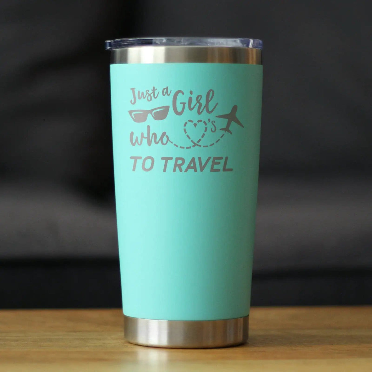 Insulated Coffee Tumbler | 20 oz Stainless Steel | Sliding Lid | Girl Who Loves Travel