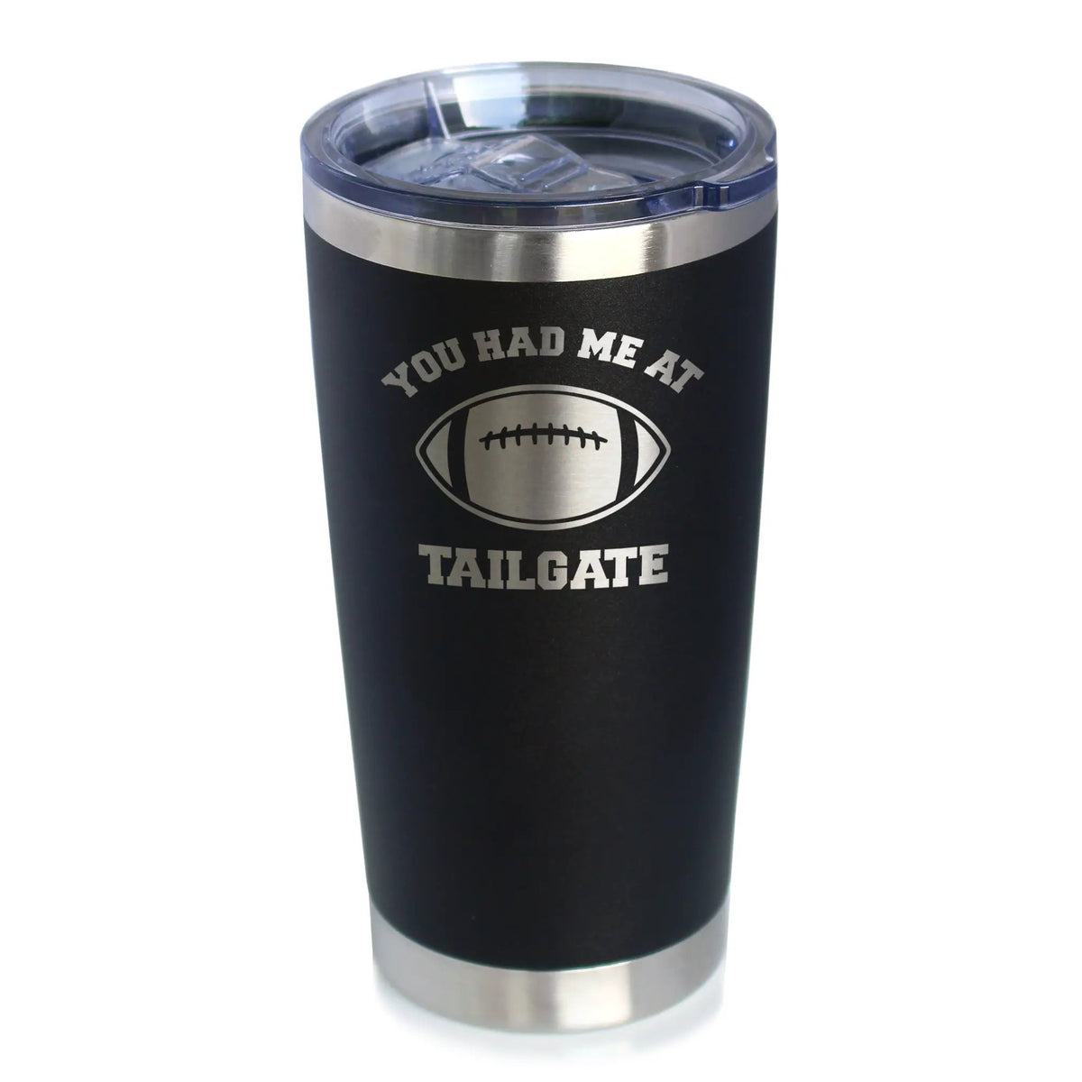 Had Me At Tailgate Coffee Tumbler | 20 Oz Double Wall Stainless Steel | Sliding Lid | Funny Football Gifts