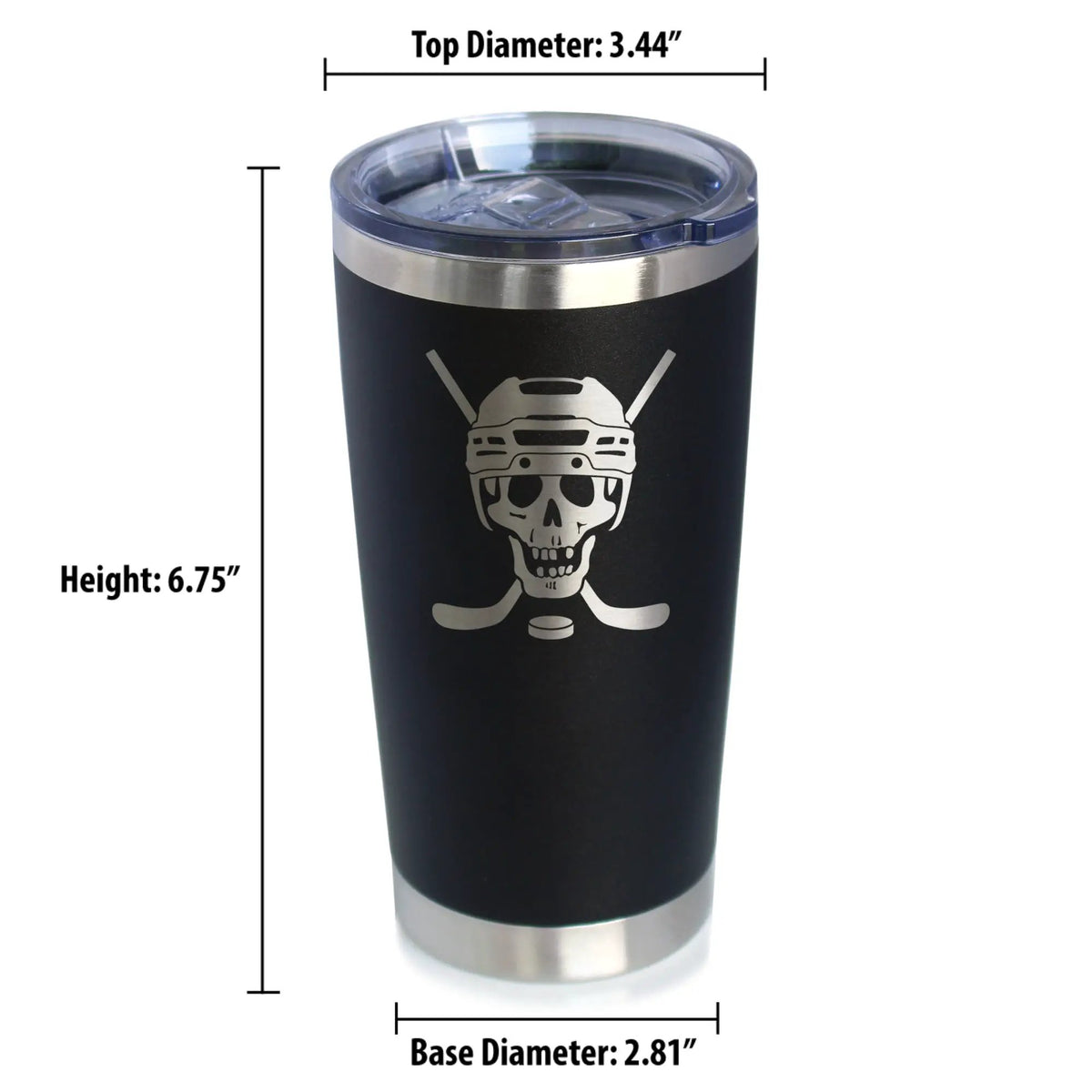 Hockey Skull Coffee Tumbler | 20 Oz Double Wall Stainless Steel | Sliding Lid | Hockey Gifts For Coach or Players