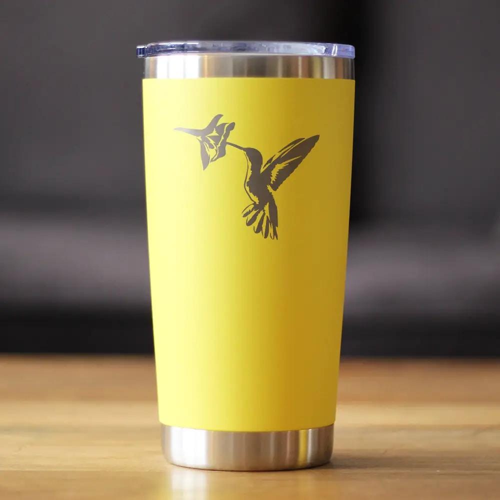 Insulated Coffee Tumbler | 20 oz Stainless Steel | Sliding Lid | Hummingbird