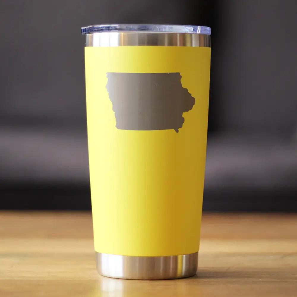 Iowa State Outline Coffee Tumbler | 20 Oz | Double Wall Stainless Steel | Sliding Lid