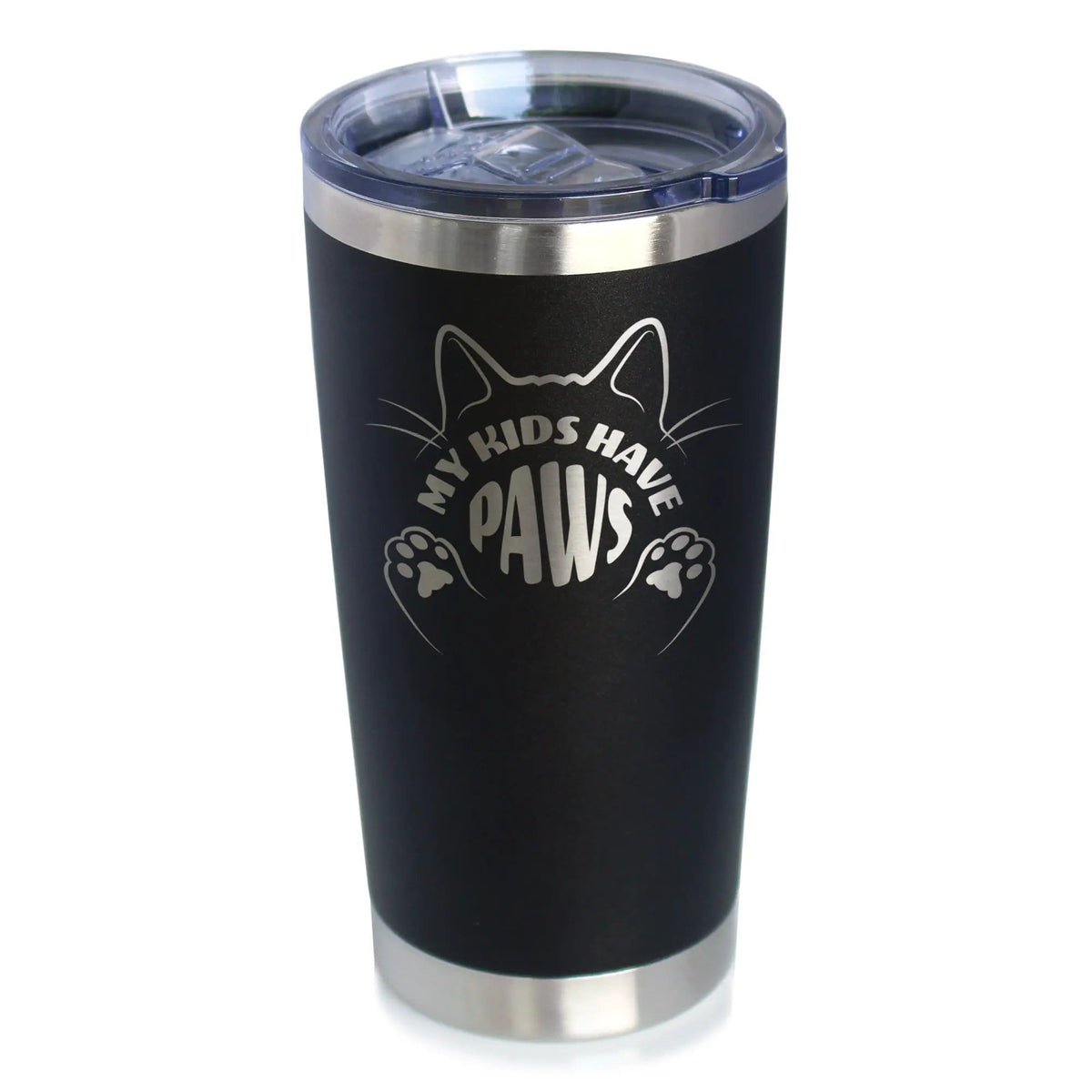 Insulated Coffee Tumbler | 20 oz Stainless Steel | Sliding Lid | Kids Have Paws Cat