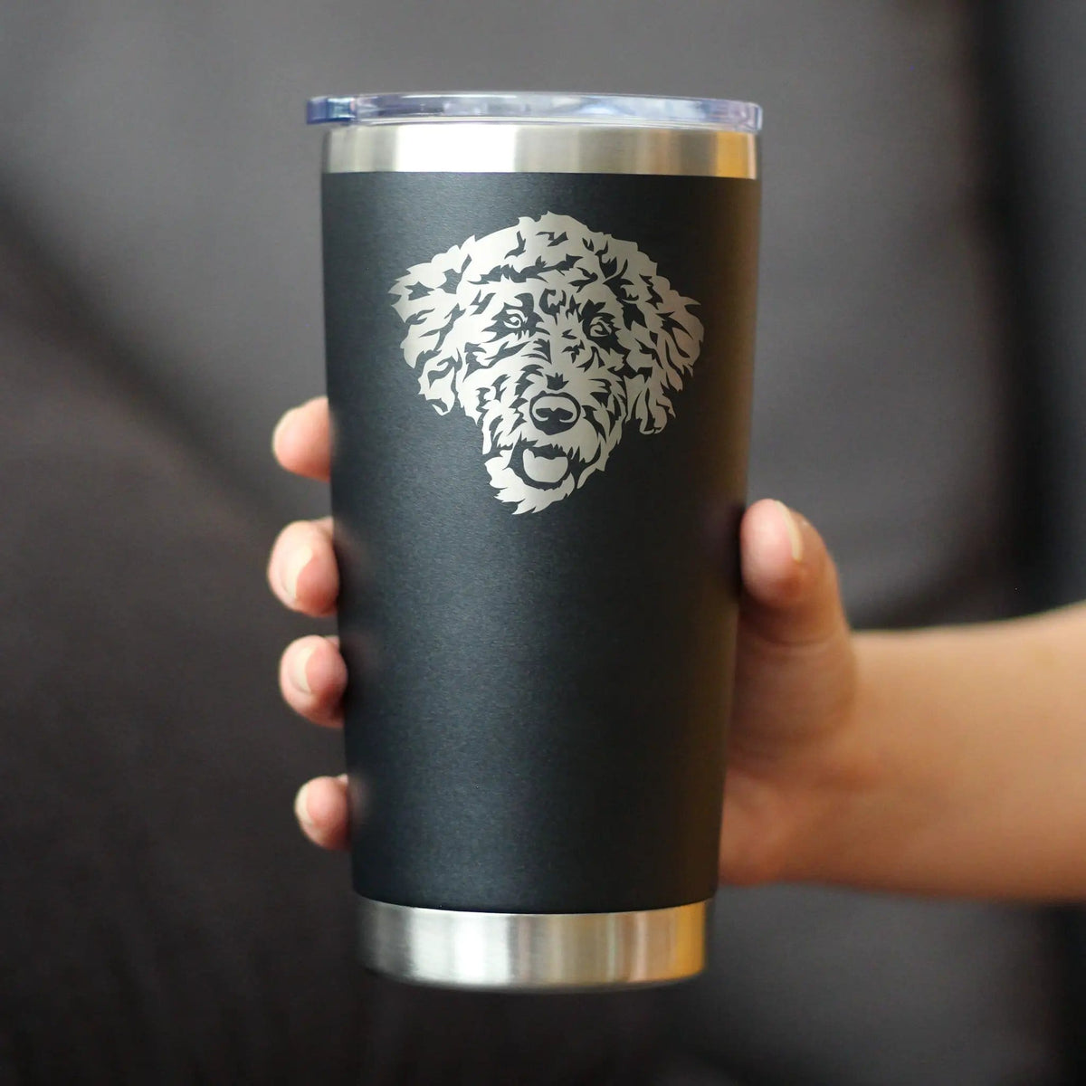 Insulated Coffee Tumbler | 20 oz Stainless Steel | Sliding Lid | Labradoodle Face