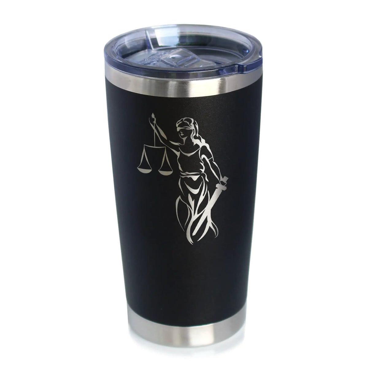 Insulated Coffee Tumbler | 20 oz Stainless Steel | Sliding Lid | Lady Justice