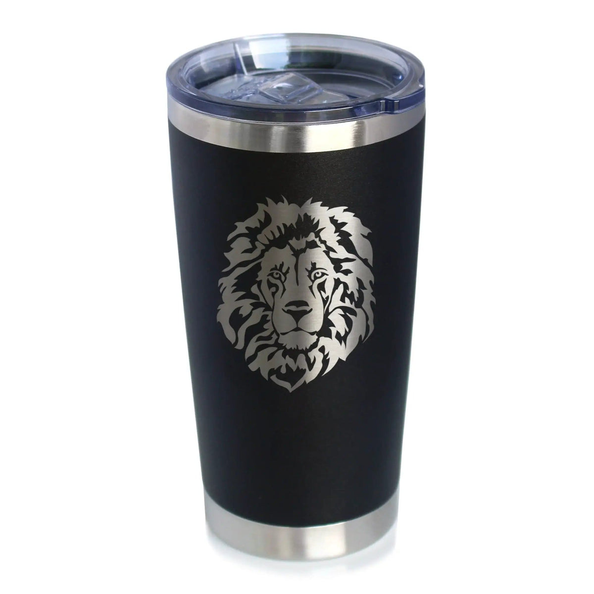 Insulated Coffee Tumbler | 20 oz Stainless Steel | Sliding Lid | Lion Face