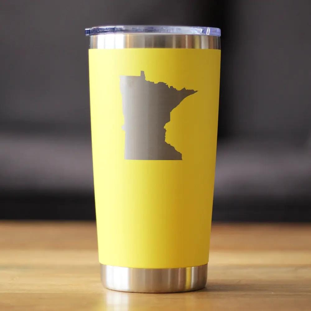 Insulated Coffee Tumbler | 20 oz Stainless Steel | Sliding Lid | Minnesota State Outline