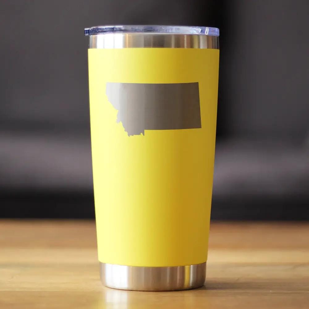 Insulated Coffee Tumbler | 20 oz Stainless Steel | Sliding Lid | Montana State Outline