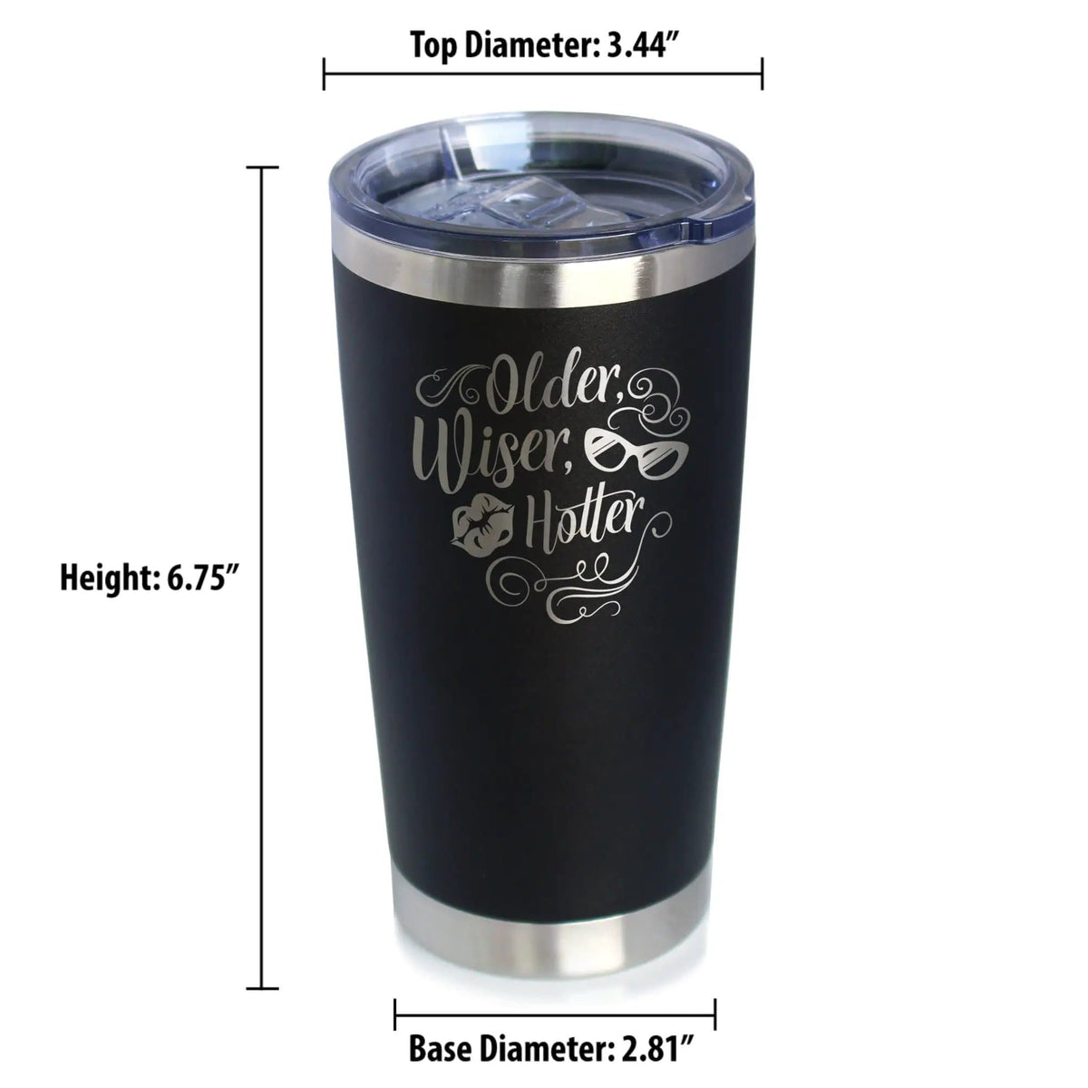 Insulated Coffee Tumbler | 20 oz Stainless Steel | Sliding Lid | Older Wiser Hotter