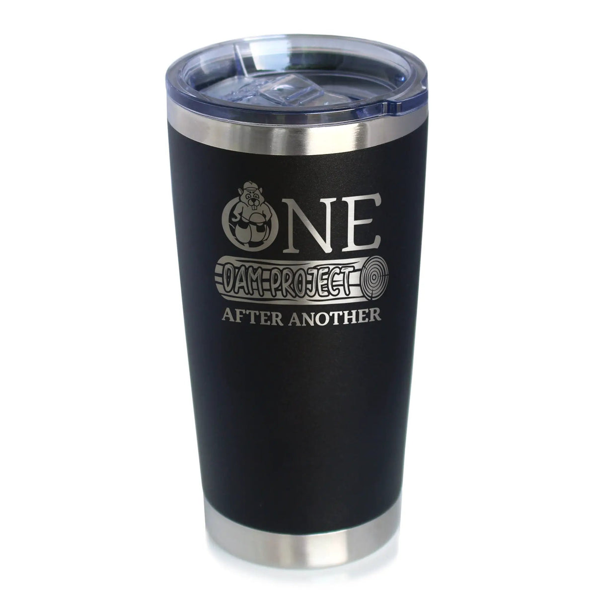 One Dam Project Coffee Tumbler | 20 Oz Double Wall Stainless Steel | Sliding Lid | Funny Handyman Gifts