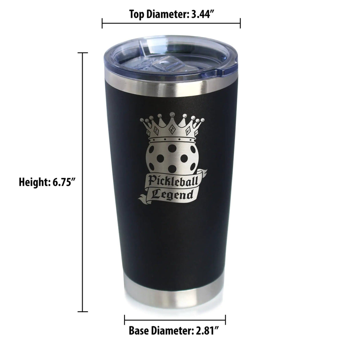 Insulated Coffee Tumbler | 20 oz Stainless Steel | Sliding Lid | Pickleball Legend