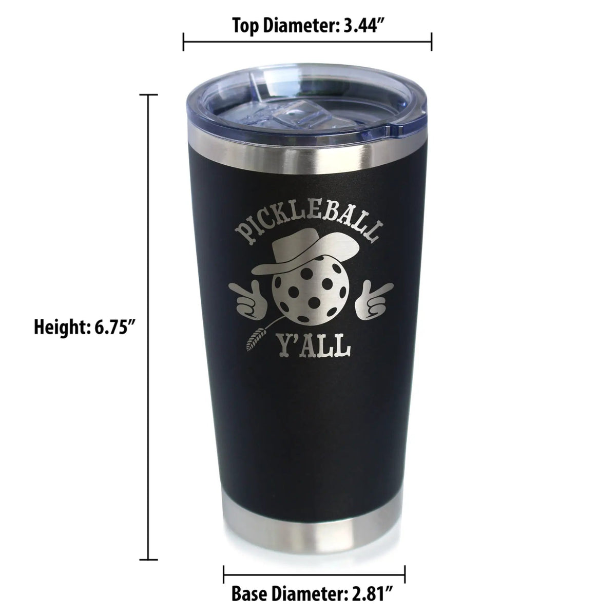 Funny Pickleball Gifts Coffee Tumbler | 20 Oz Double Wall Stainless Steel | Sliding Lid | Pickleball Y'all