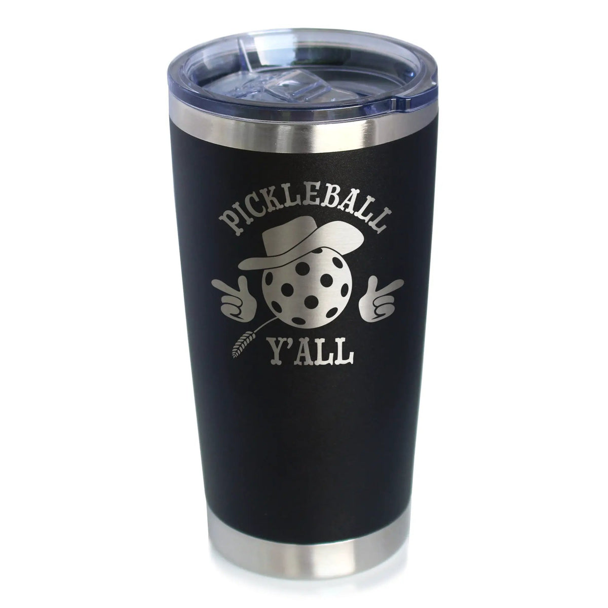 Funny Pickleball Gifts Coffee Tumbler | 20 Oz Double Wall Stainless Steel | Sliding Lid | Pickleball Y'all