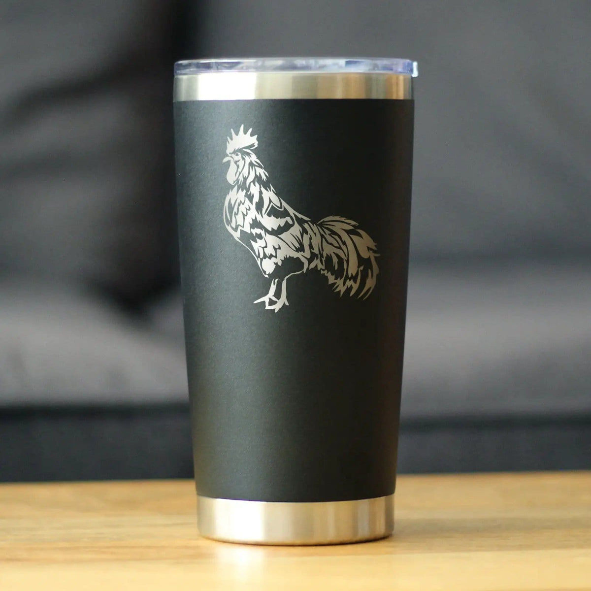 Insulated Coffee Tumbler | 20 oz Stainless Steel | Sliding Lid | Rooster