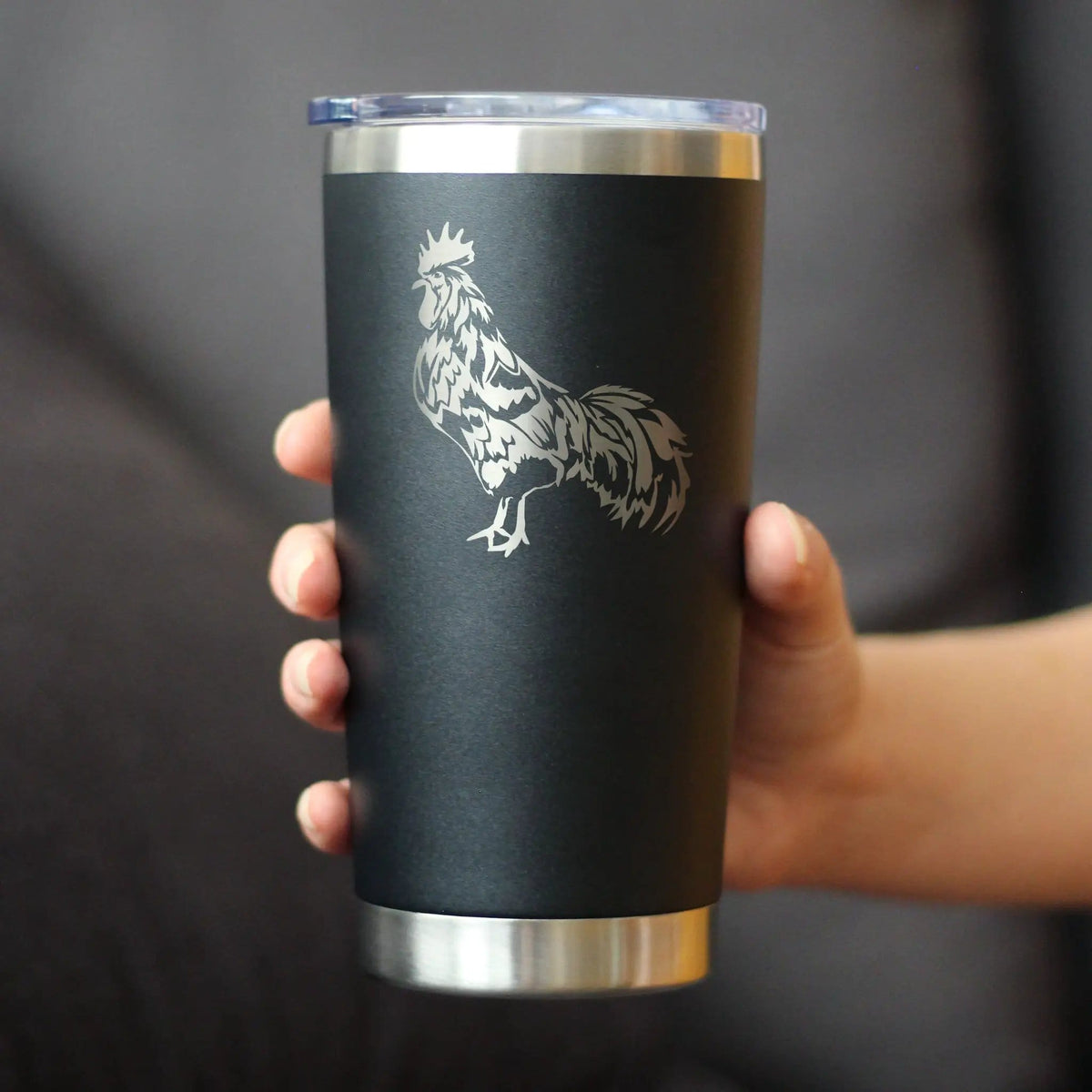 Insulated Coffee Tumbler | 20 oz Stainless Steel | Sliding Lid | Rooster