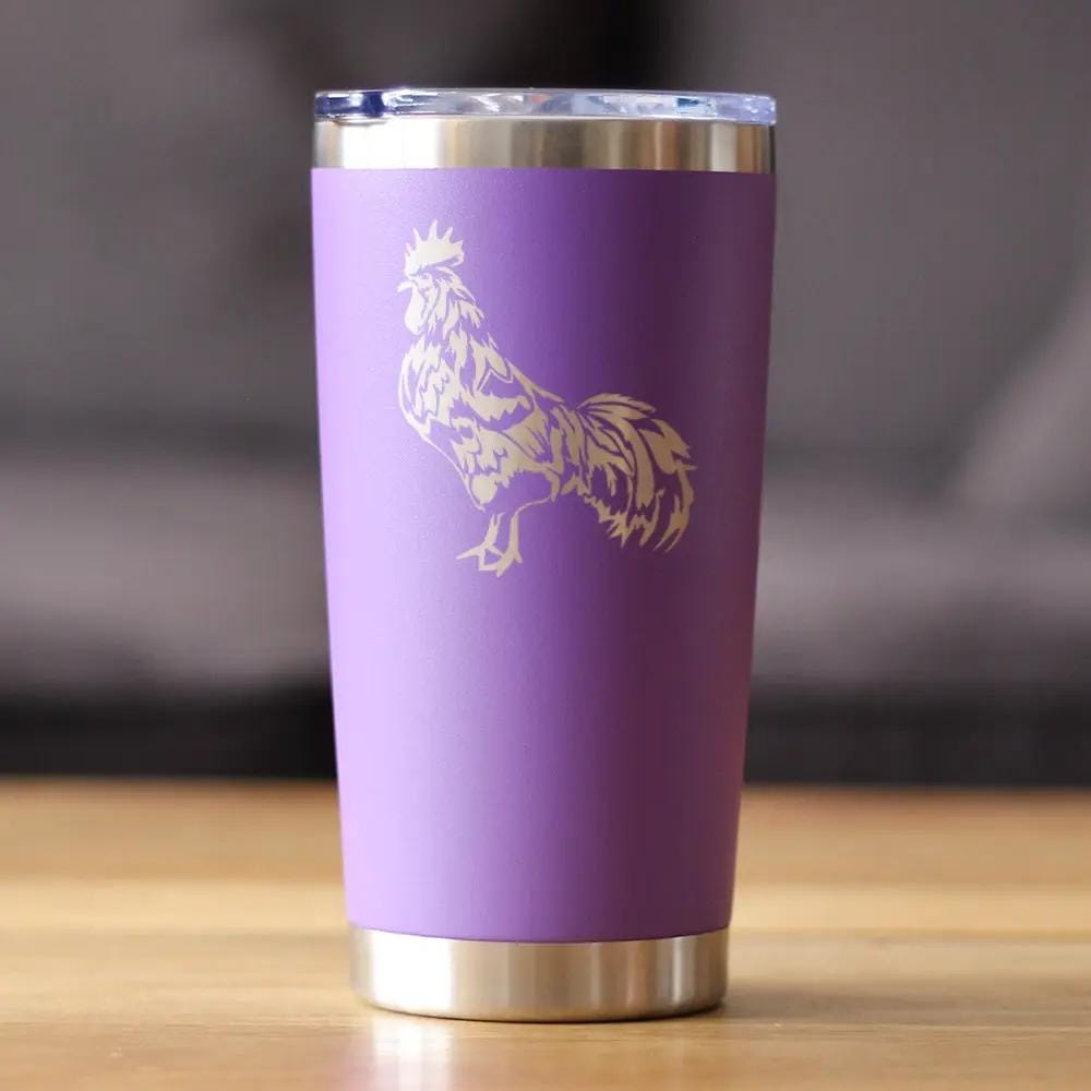Insulated Coffee Tumbler | 20 oz Stainless Steel | Sliding Lid | Rooster