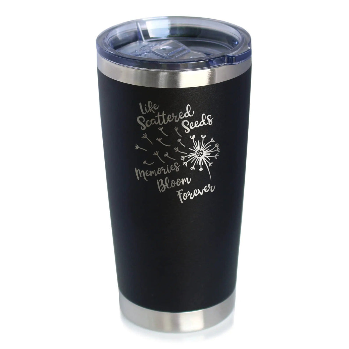 Insulated Coffee Tumbler | 20 oz Stainless Steel | Sliding Lid | Memories Bloom Forever - Dandelion