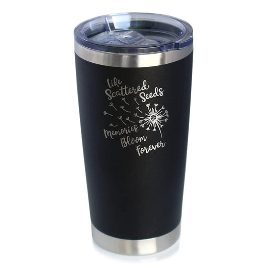 Insulated Coffee Tumbler | 20 oz Stainless Steel | Sliding Lid | Memories Bloom Forever - Dandelion