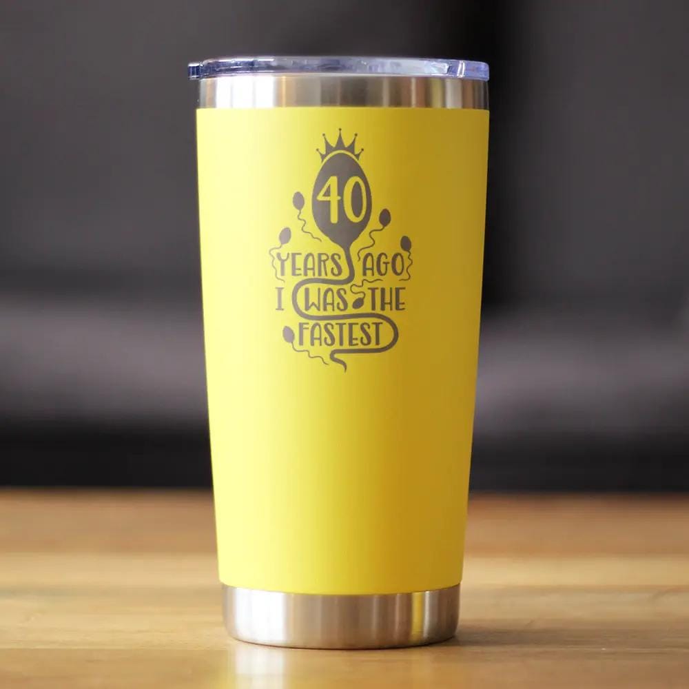 Insulated Coffee Tumbler | 20 oz Stainless Steel | Sliding Lid | 40 Years Ago I Was the Fastest