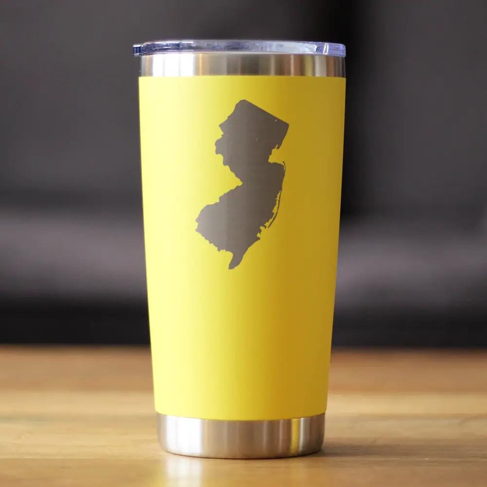 Insulated Coffee Tumbler | 20 oz Stainless Steel | Sliding Lid | New Jersey Sate Outline