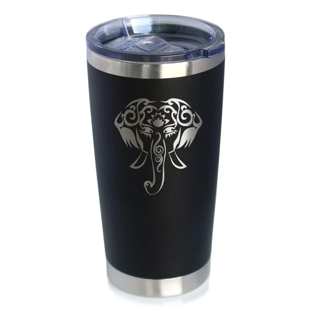 Insulated Coffee Tumbler | 20 oz Stainless Steel | Sliding Lid | Elephant Boho