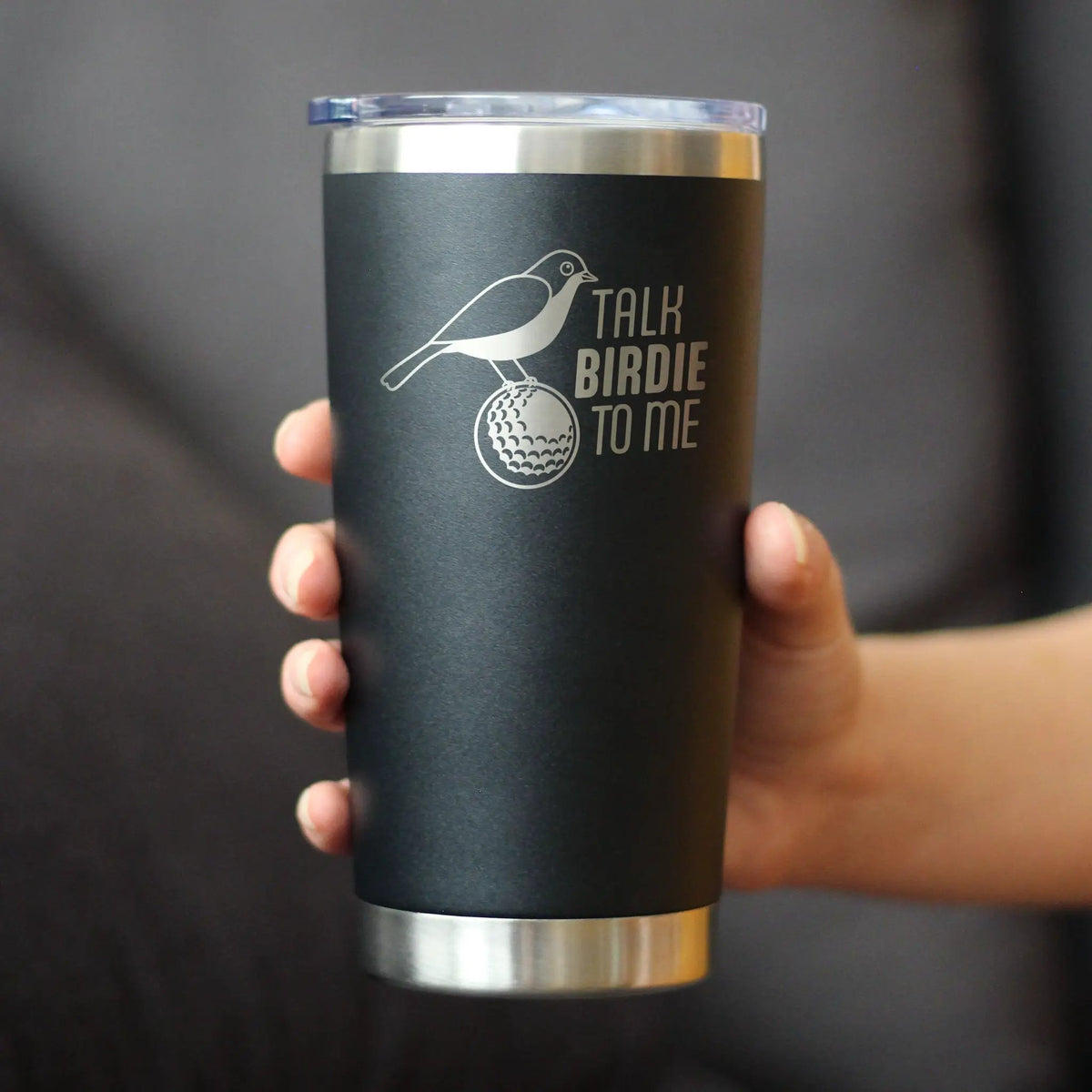 Funny Golf Gifts Coffee Tumbler | 20 Oz Double Wall Stainless Steel | Sliding Lid | Talk Birdie to Me