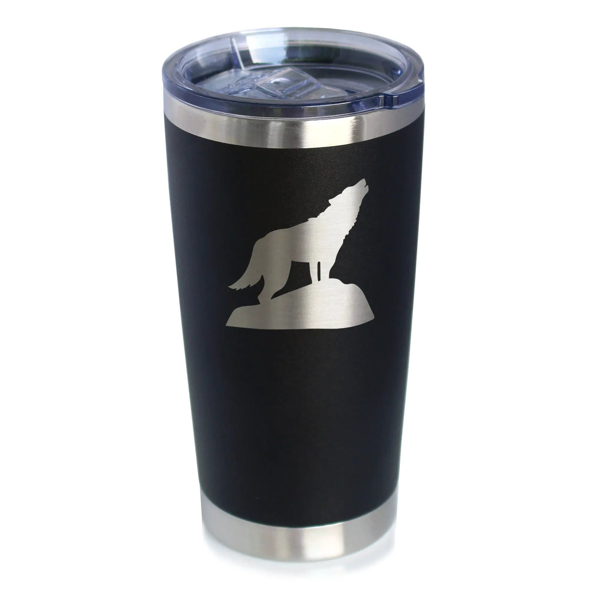 Stainless Steel Coffee Tumbler | 20 Oz Double Wall | Sliding Lid | Wolf Design