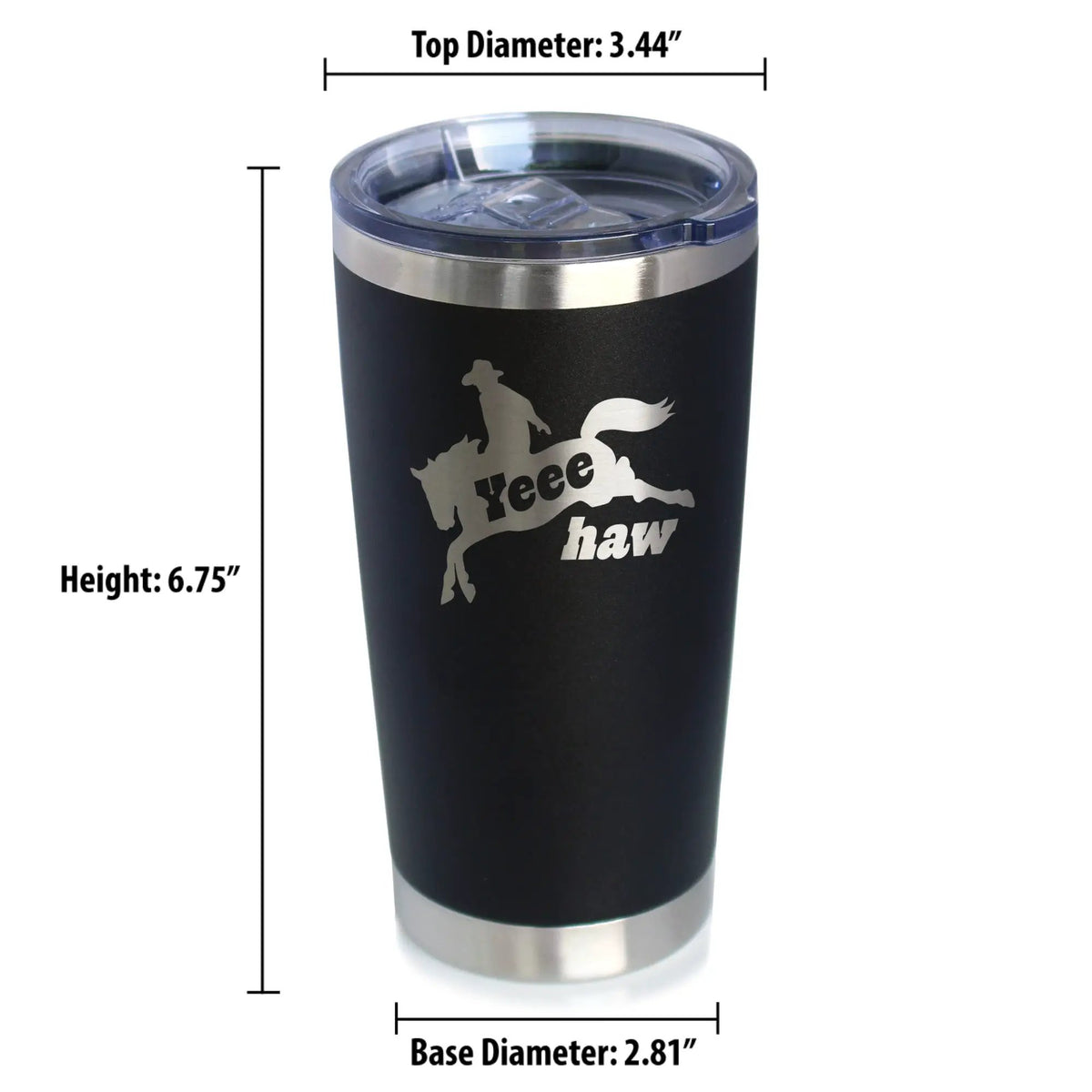 Yeehaw Coffee Tumbler | 20 Oz Double Wall Stainless Steel | Sliding Lid | Rodeo Party Decorations & Western Home Dec