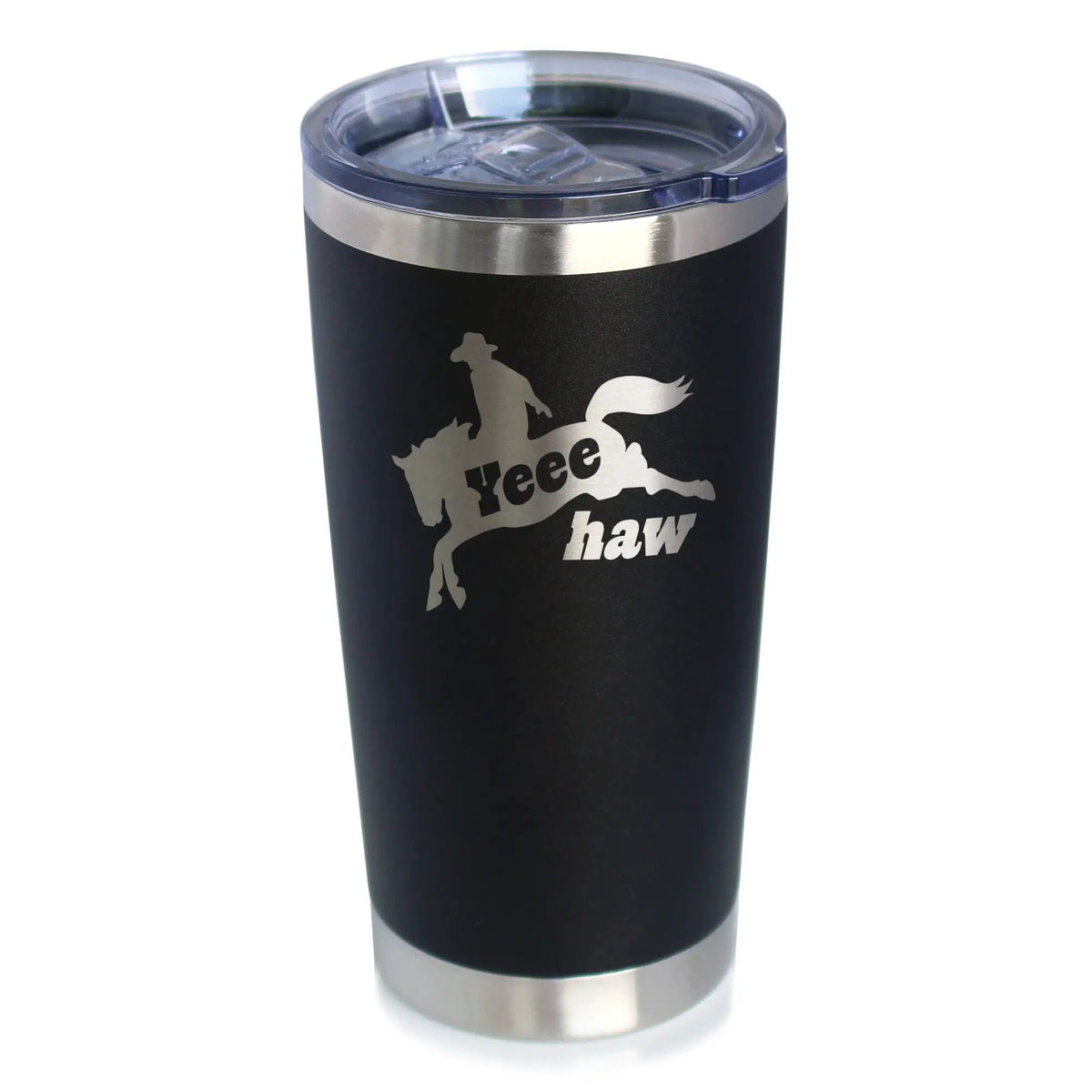 Yeehaw Coffee Tumbler | 20 Oz Double Wall Stainless Steel | Sliding Lid | Rodeo Party Decorations & Western Home Dec