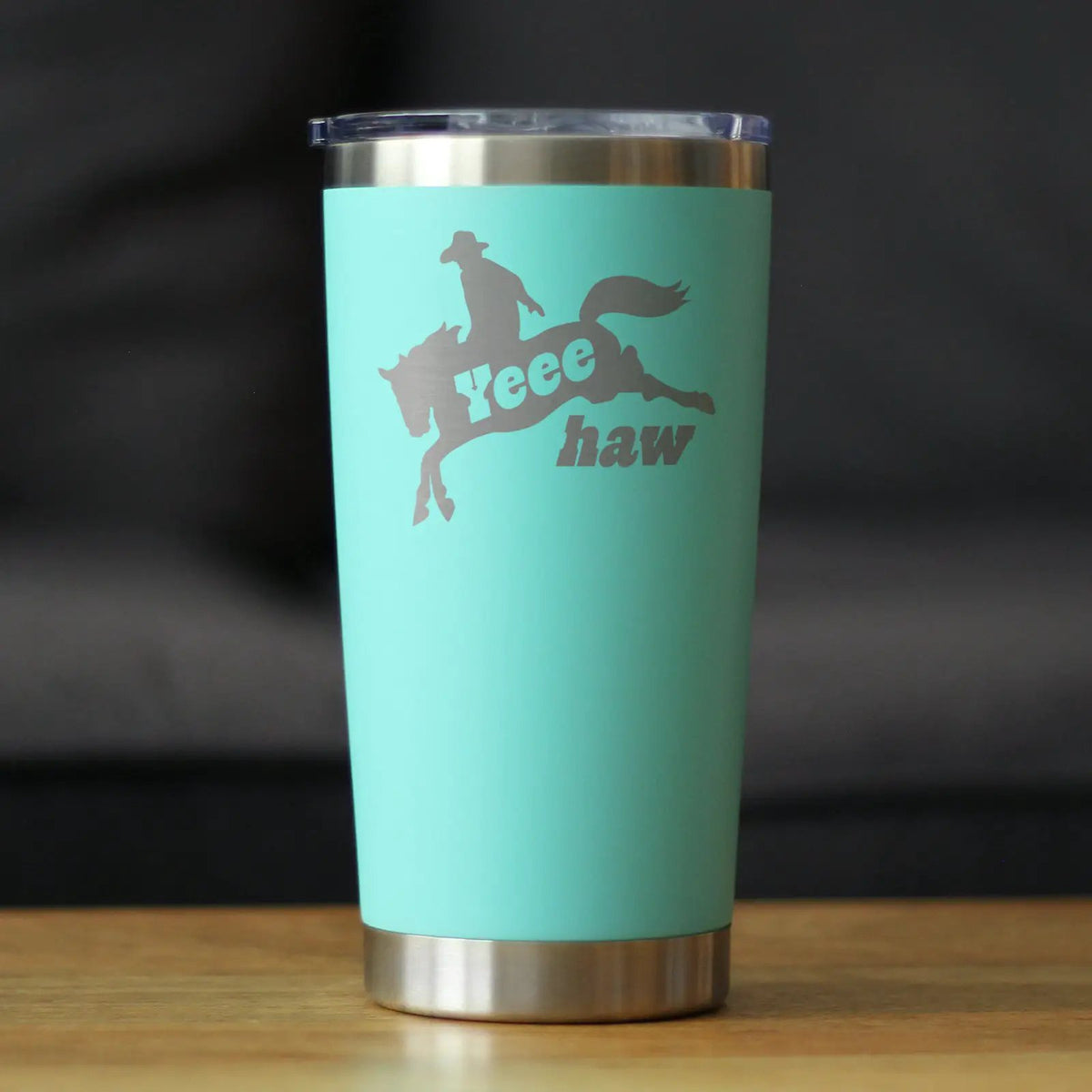 Yeehaw Coffee Tumbler | 20 Oz Double Wall Stainless Steel | Sliding Lid | Rodeo Party Decorations & Western Home Dec