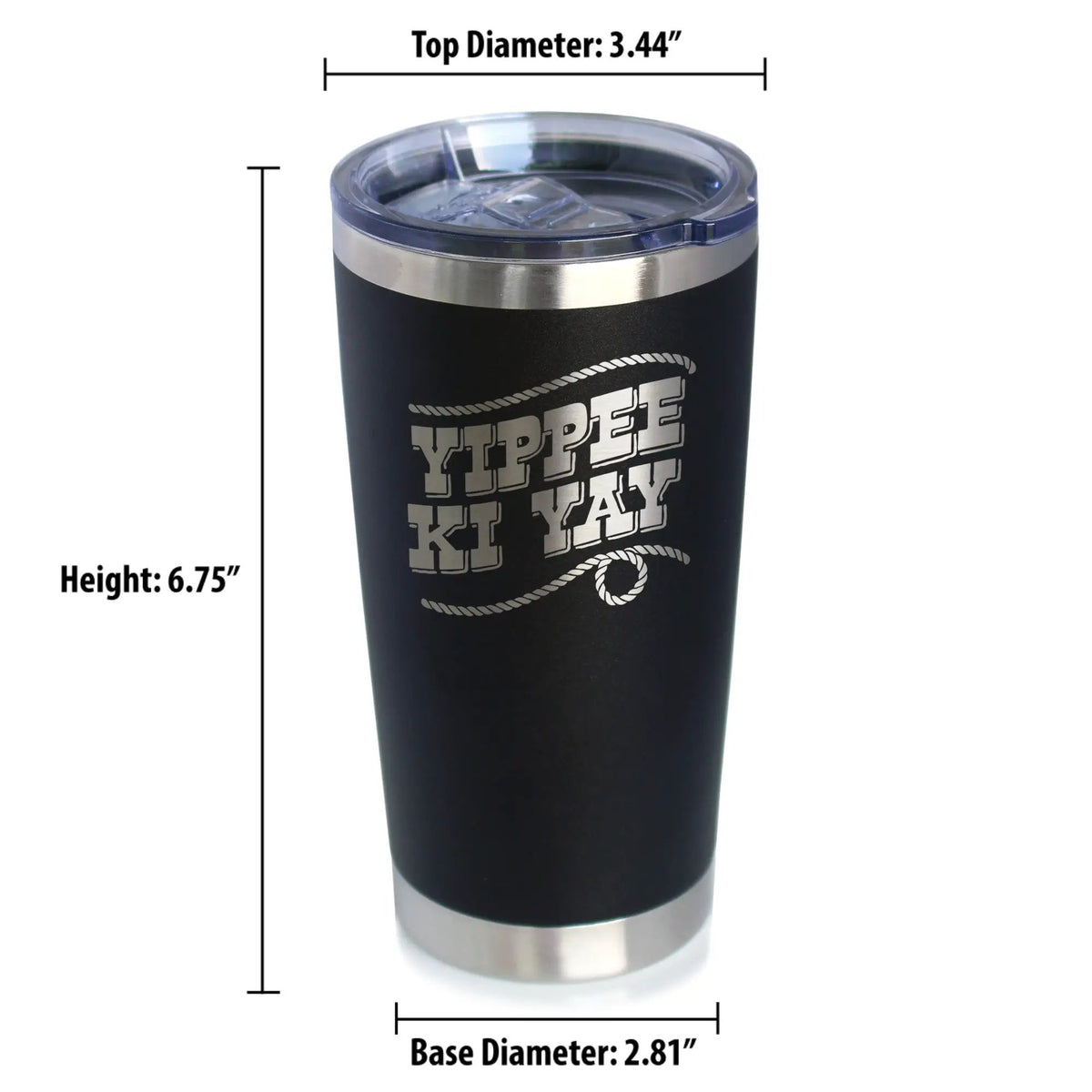 Yippee Ki Yay Coffee Tumbler | 20 Oz Double Wall Stainless Steel | Sliding Lid | Country Western Home Decor