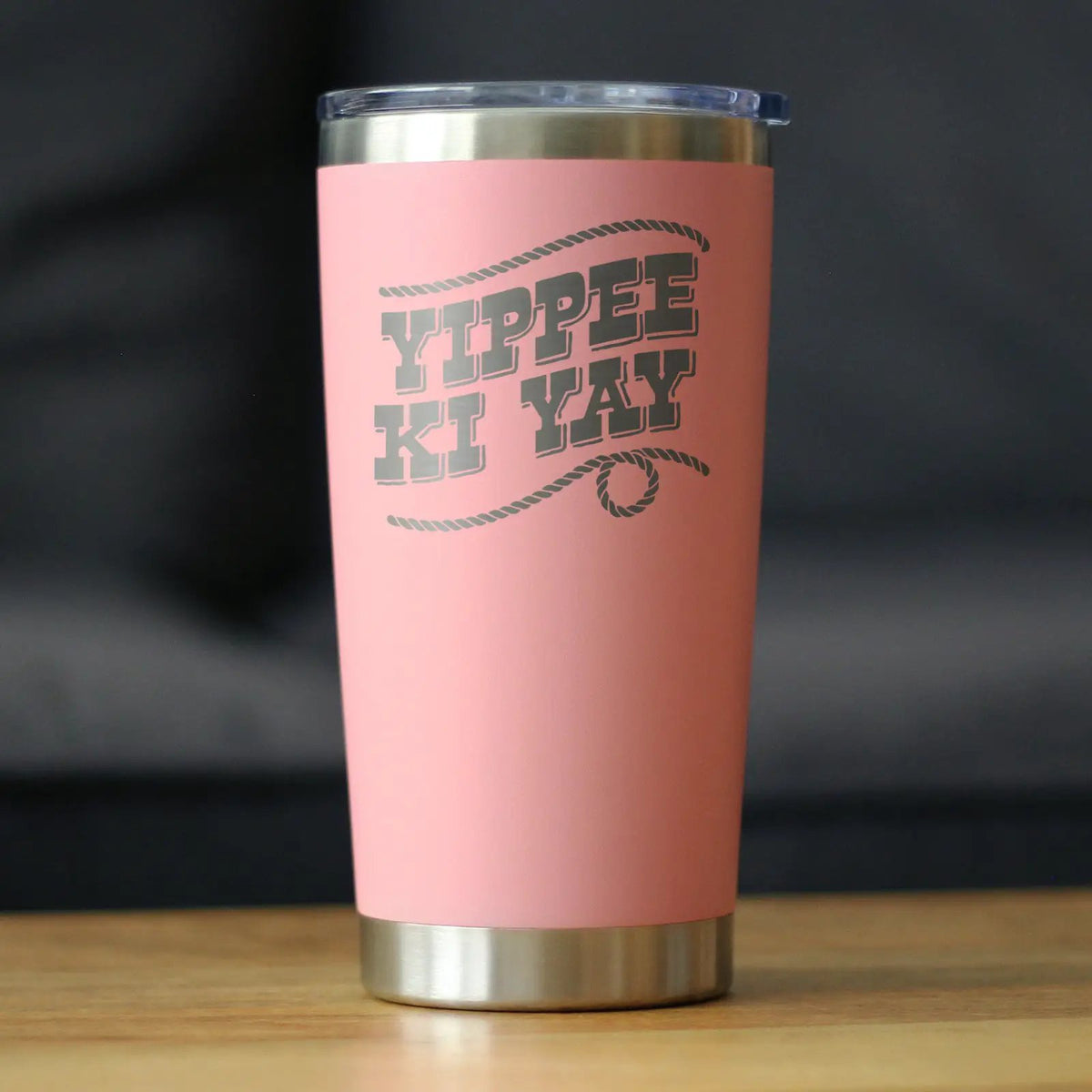 Yippee Ki Yay Coffee Tumbler | 20 Oz Double Wall Stainless Steel | Sliding Lid | Country Western Home Decor