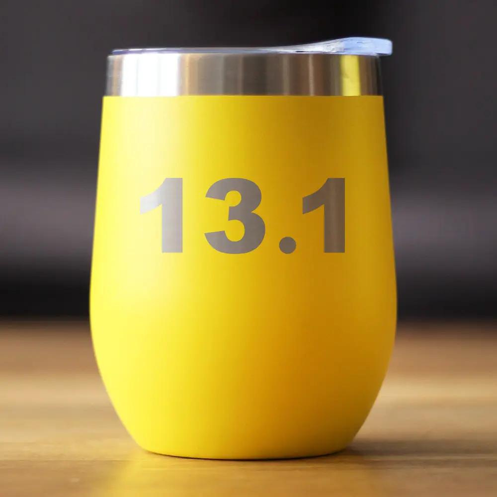 Stemless Wine Tumbler | 12 Oz | Double Wall Insulated | 13.1 Half Marathon