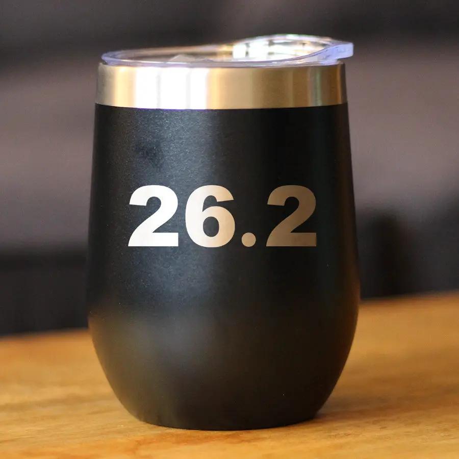 Marathon Wine Tumbler | 12 Oz Double Wall | Vacuum Insulated | Sliding Lid