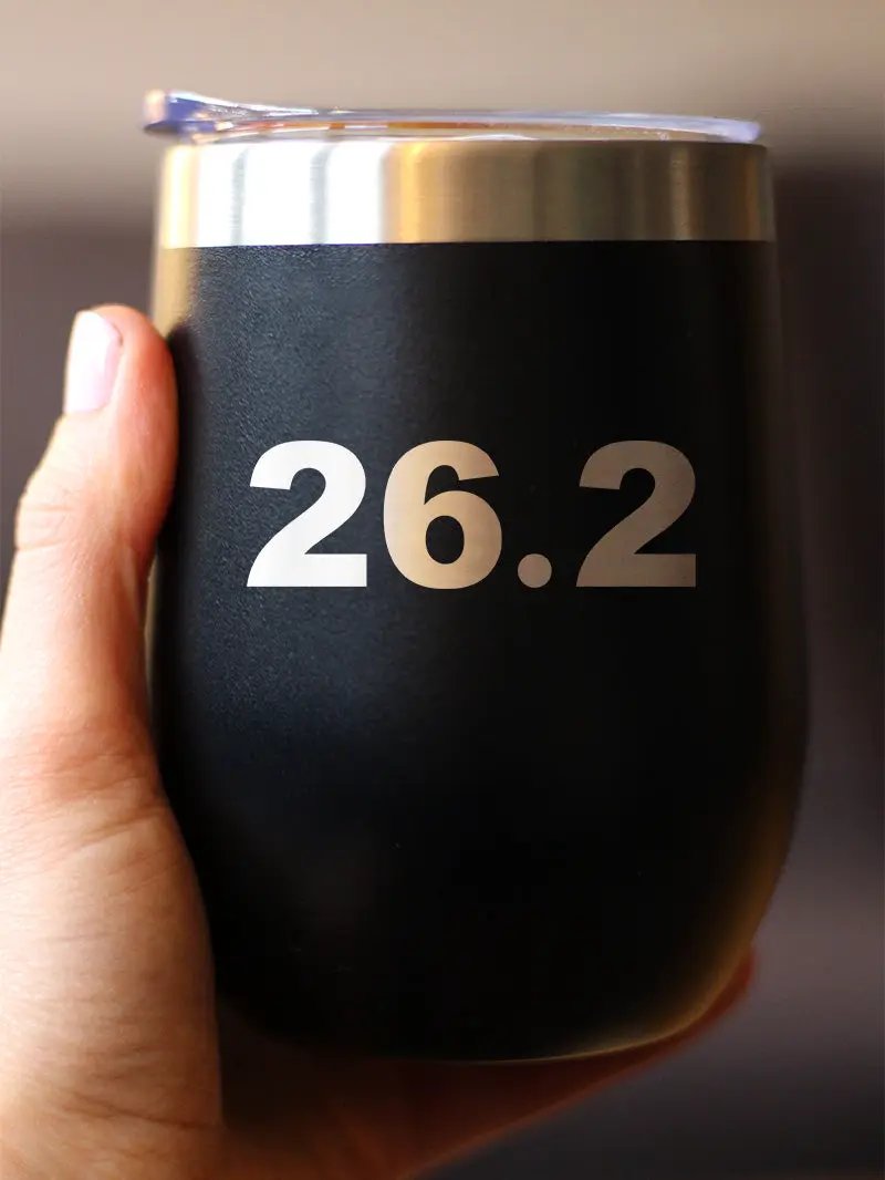 Marathon Wine Tumbler | 12 Oz Double Wall | Vacuum Insulated | Sliding Lid