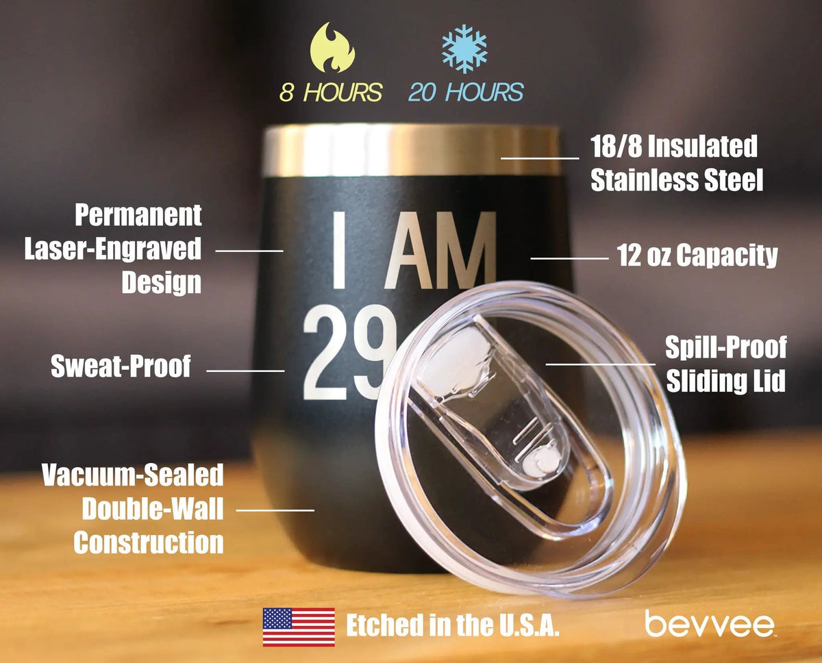 29 + 1 Middle Finger Wine Tumbler | 12 Oz | Double Wall Stainless Steel | Sliding Lid