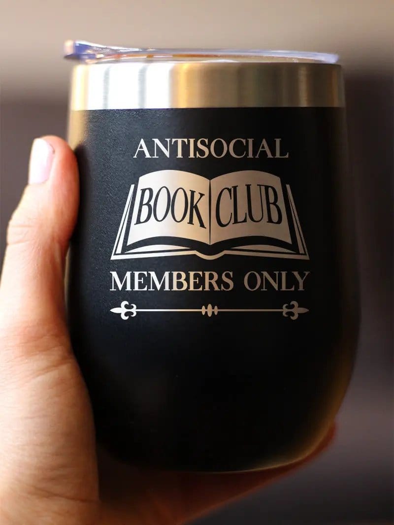 Insulated Coffee Tumbler | 12 oz Stainless Steel | Sliding Lid | Antisocial Book Club (Style 2)