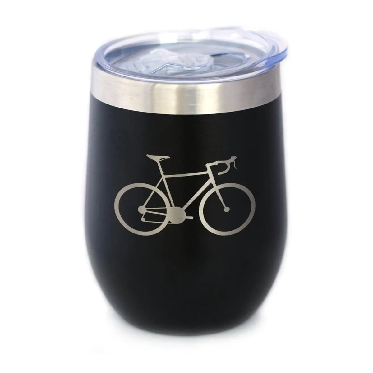 Insulated Stemless Wine Tumbler | 12 oz Stainless Steel | Sliding Lid | Bicycle