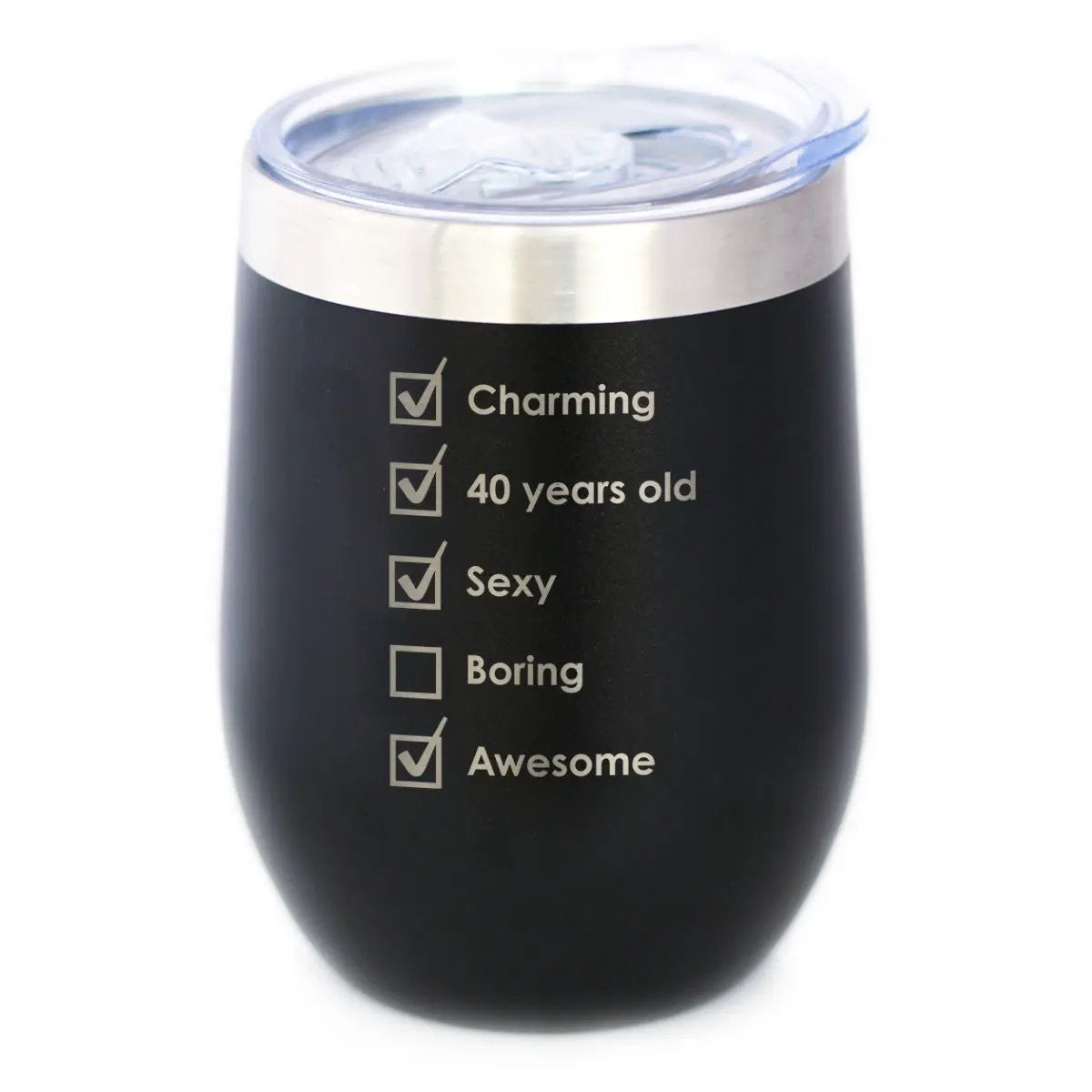 Wine Tumbler | 12 Oz Stainless Steel | Vacuum Insulated | 40th Birthday