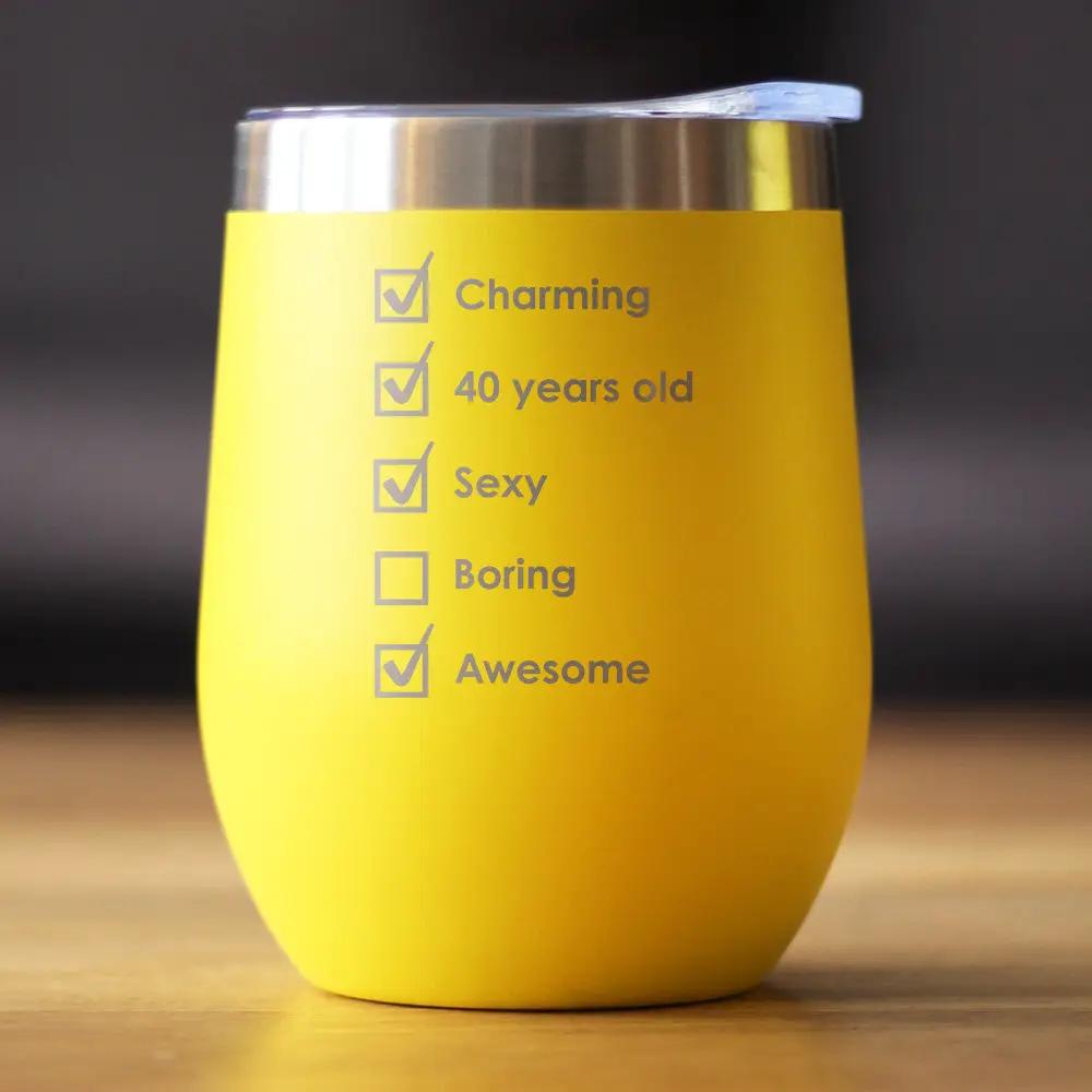 Wine Tumbler | 12 Oz Stainless Steel | Vacuum Insulated | 40th Birthday