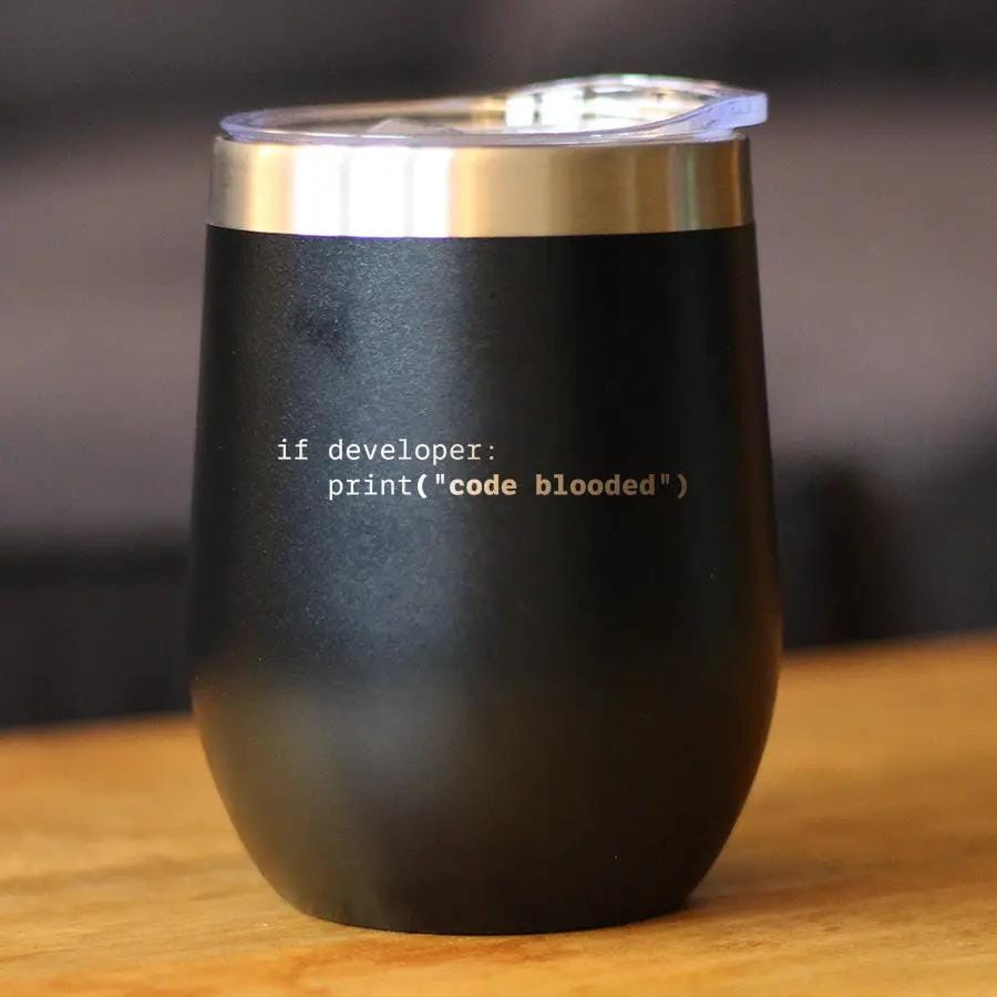 Insulated Coffee Tumbler | 12 oz Stainless Steel | Sliding Lid | Code Blooded (Style 2)