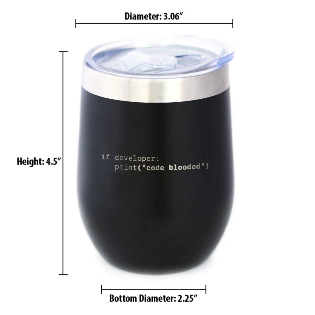 Insulated Coffee Tumbler | 12 oz Stainless Steel | Sliding Lid | Code Blooded (Style 2)