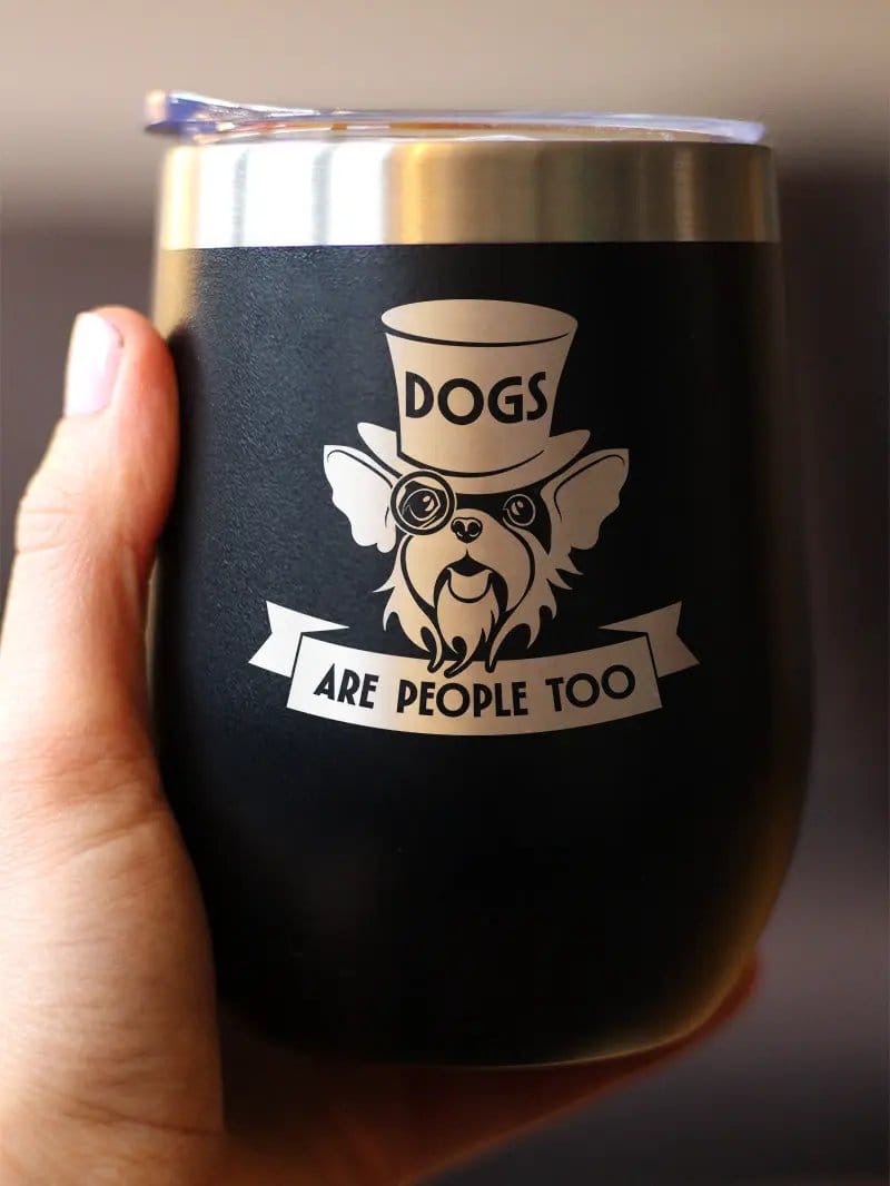 Insulated Coffee Tumbler | 12 oz Stainless Steel | Sliding Lid | Dogs Are People Too (Style 2)