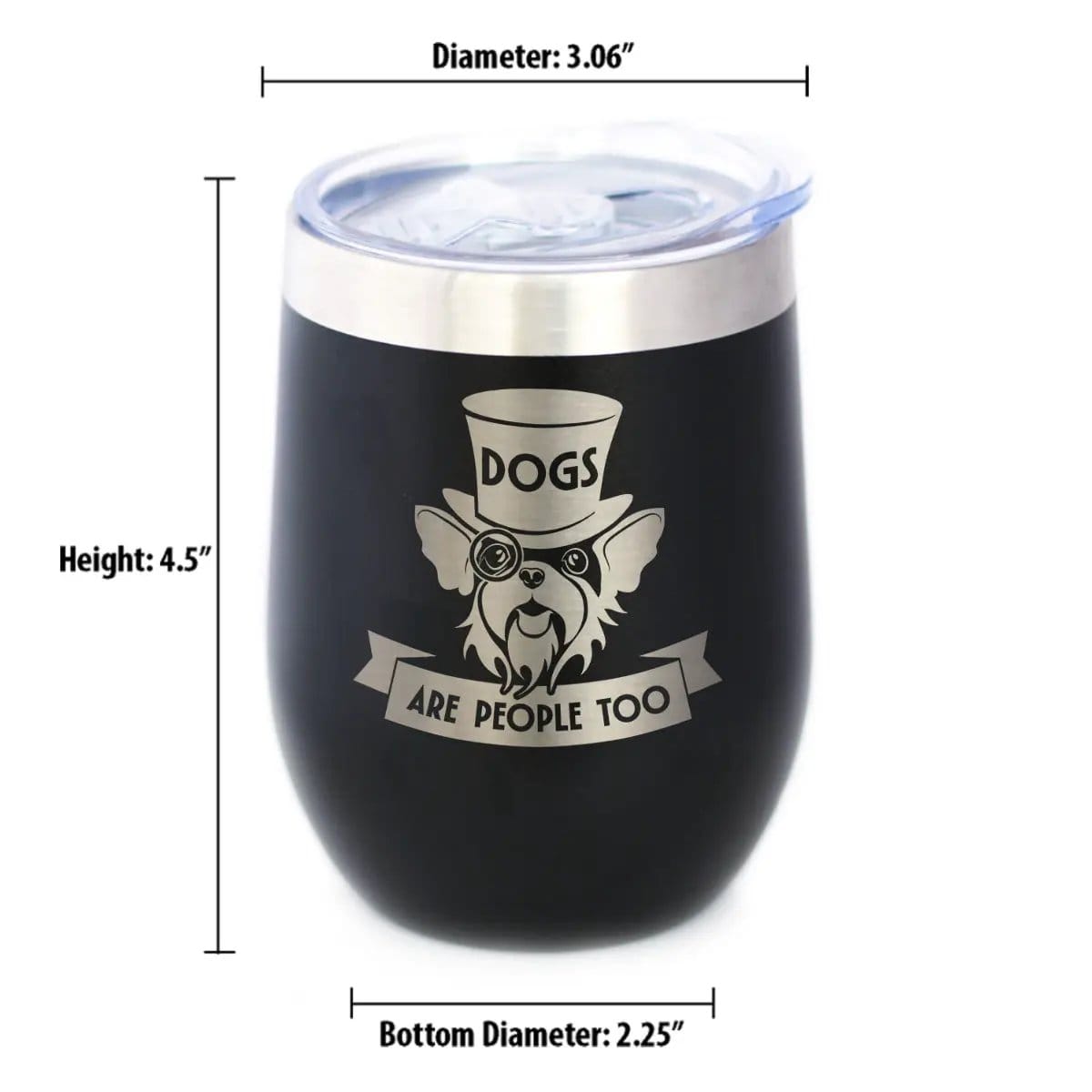 Insulated Coffee Tumbler | 12 oz Stainless Steel | Sliding Lid | Dogs Are People Too (Style 2)