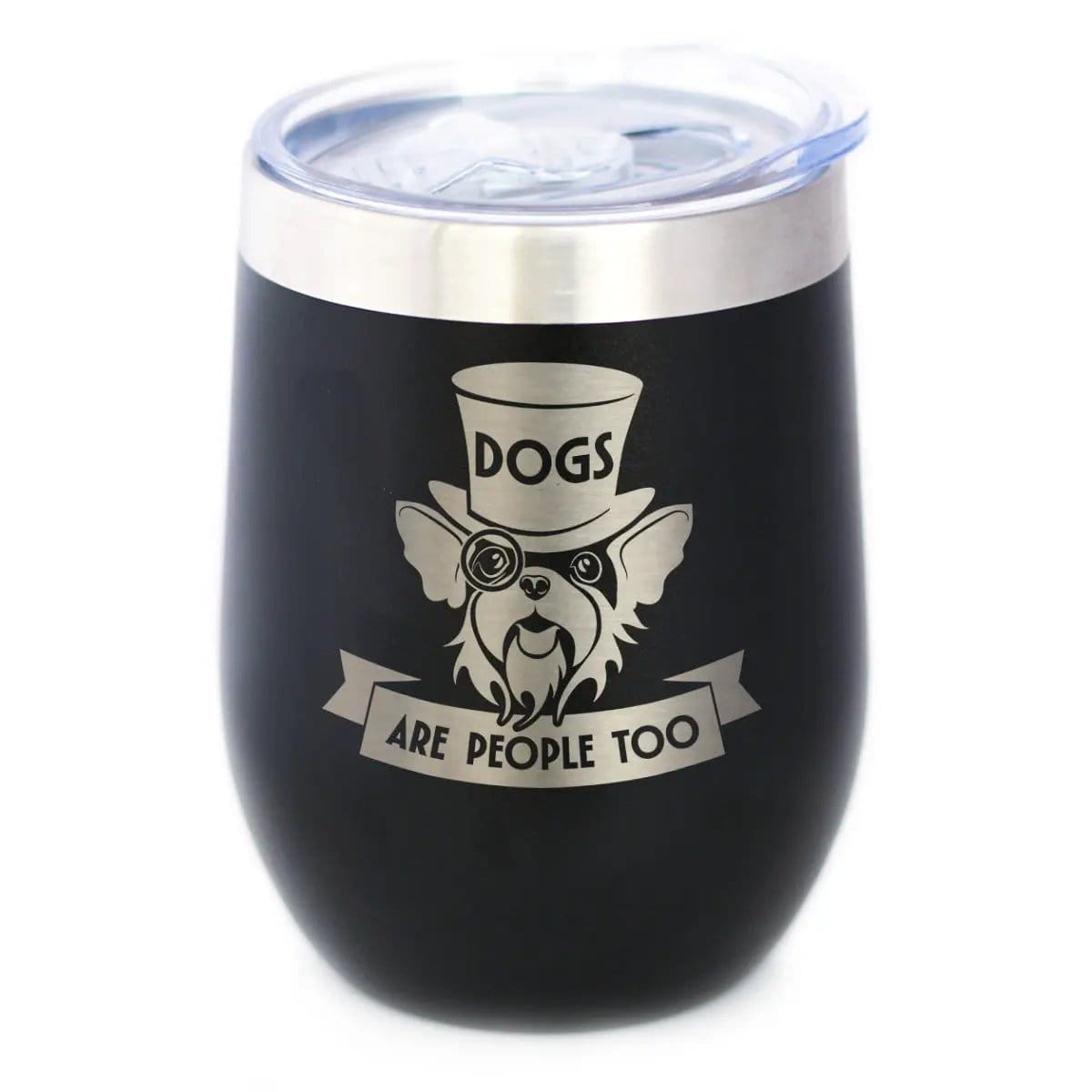 Insulated Coffee Tumbler | 12 oz Stainless Steel | Sliding Lid | Dogs Are People Too (Style 2)