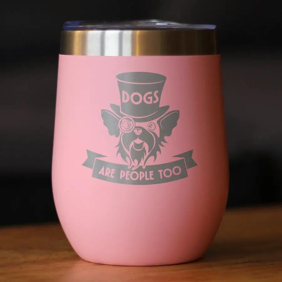 Insulated Coffee Tumbler | 12 oz Stainless Steel | Sliding Lid | Dogs Are People Too (Style 2)