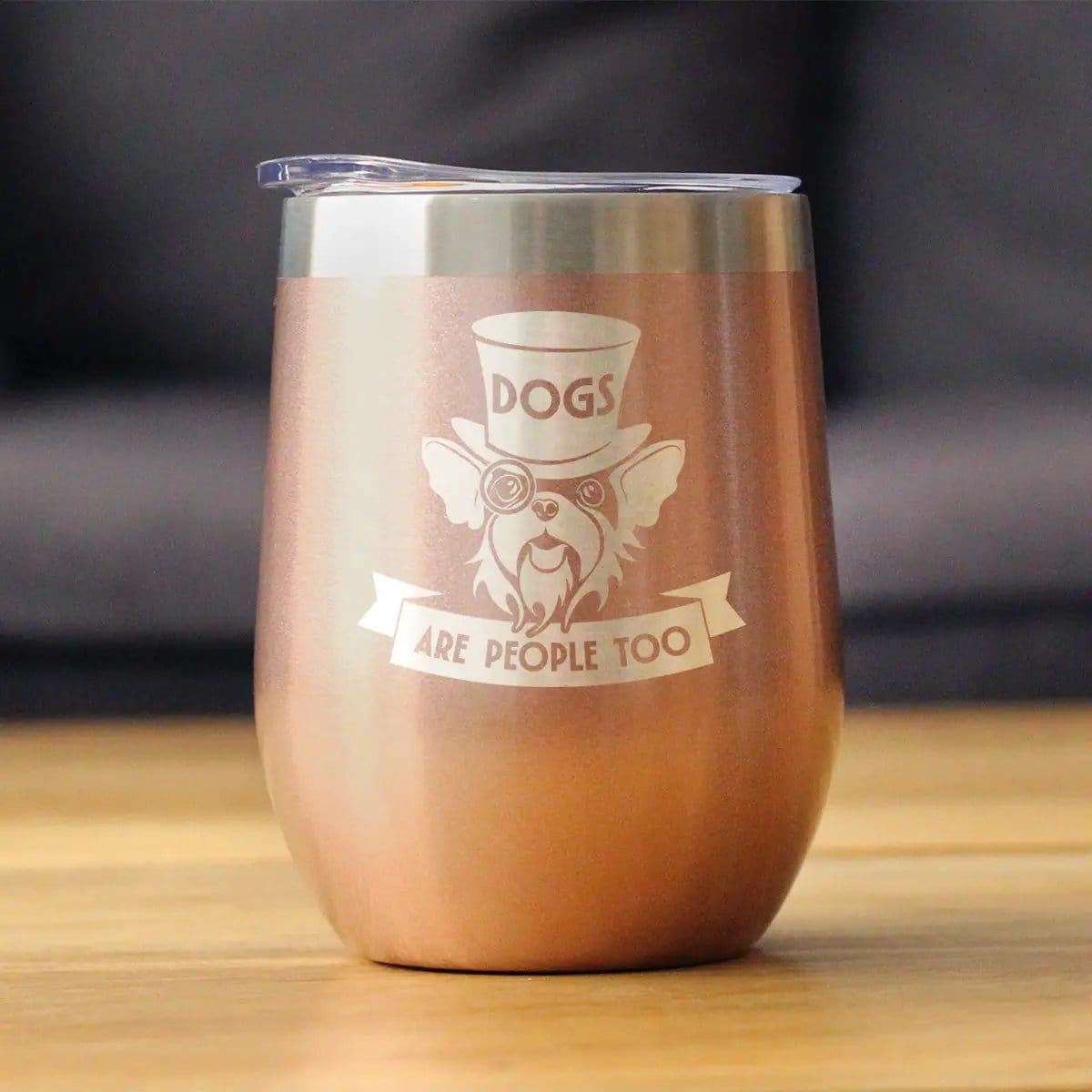 Insulated Coffee Tumbler | 12 oz Stainless Steel | Sliding Lid | Dogs Are People Too (Style 2)