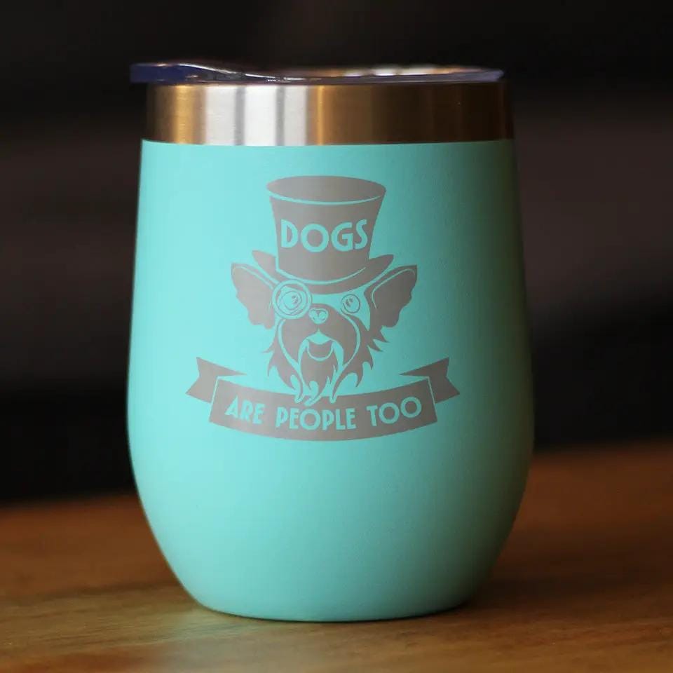 Insulated Coffee Tumbler | 12 oz Stainless Steel | Sliding Lid | Dogs Are People Too (Style 2)