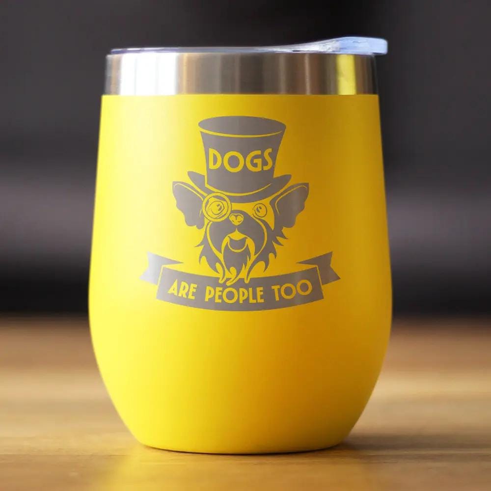 Insulated Coffee Tumbler | 12 oz Stainless Steel | Sliding Lid | Dogs Are People Too (Style 2)